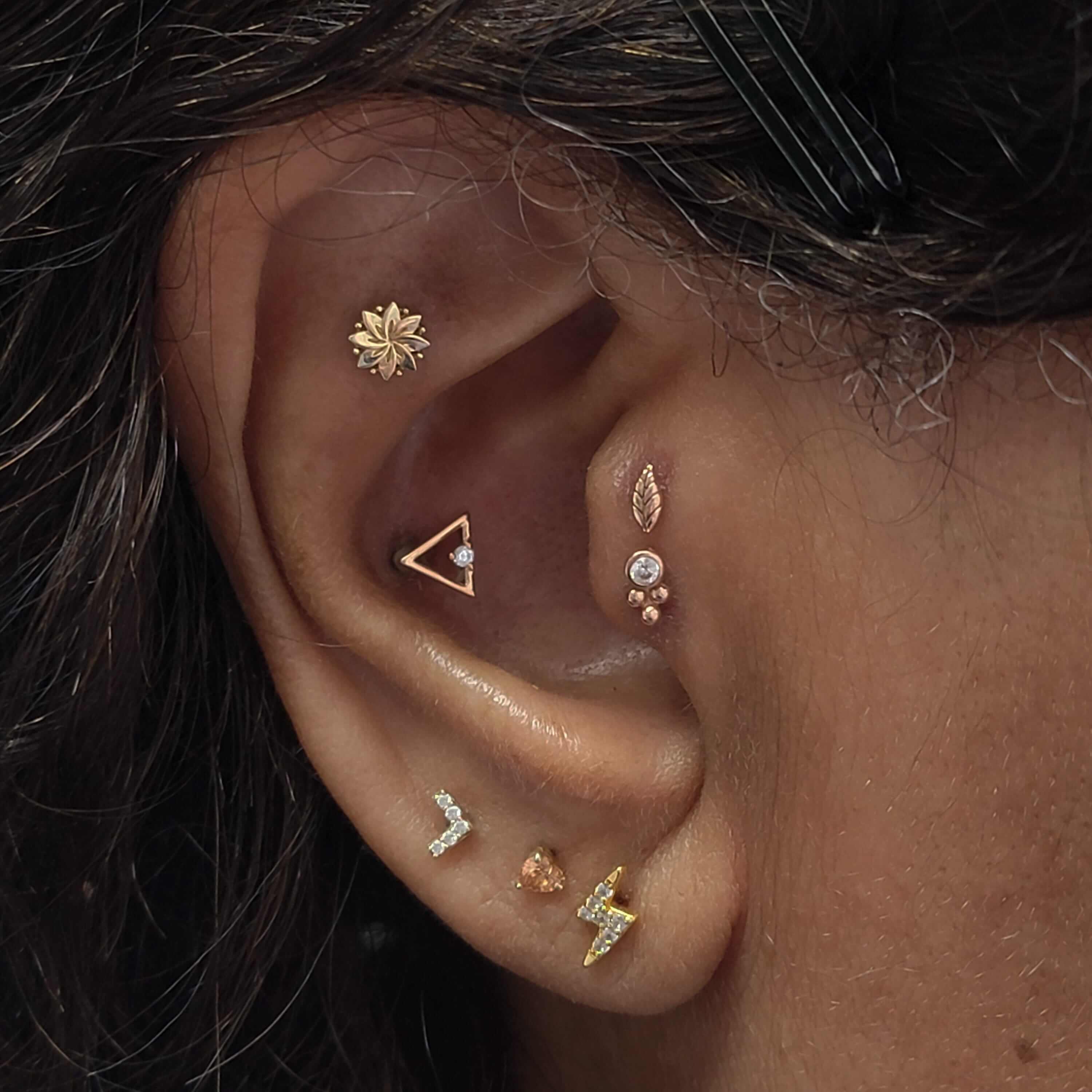 Ear project done with an assortment of 14k gold