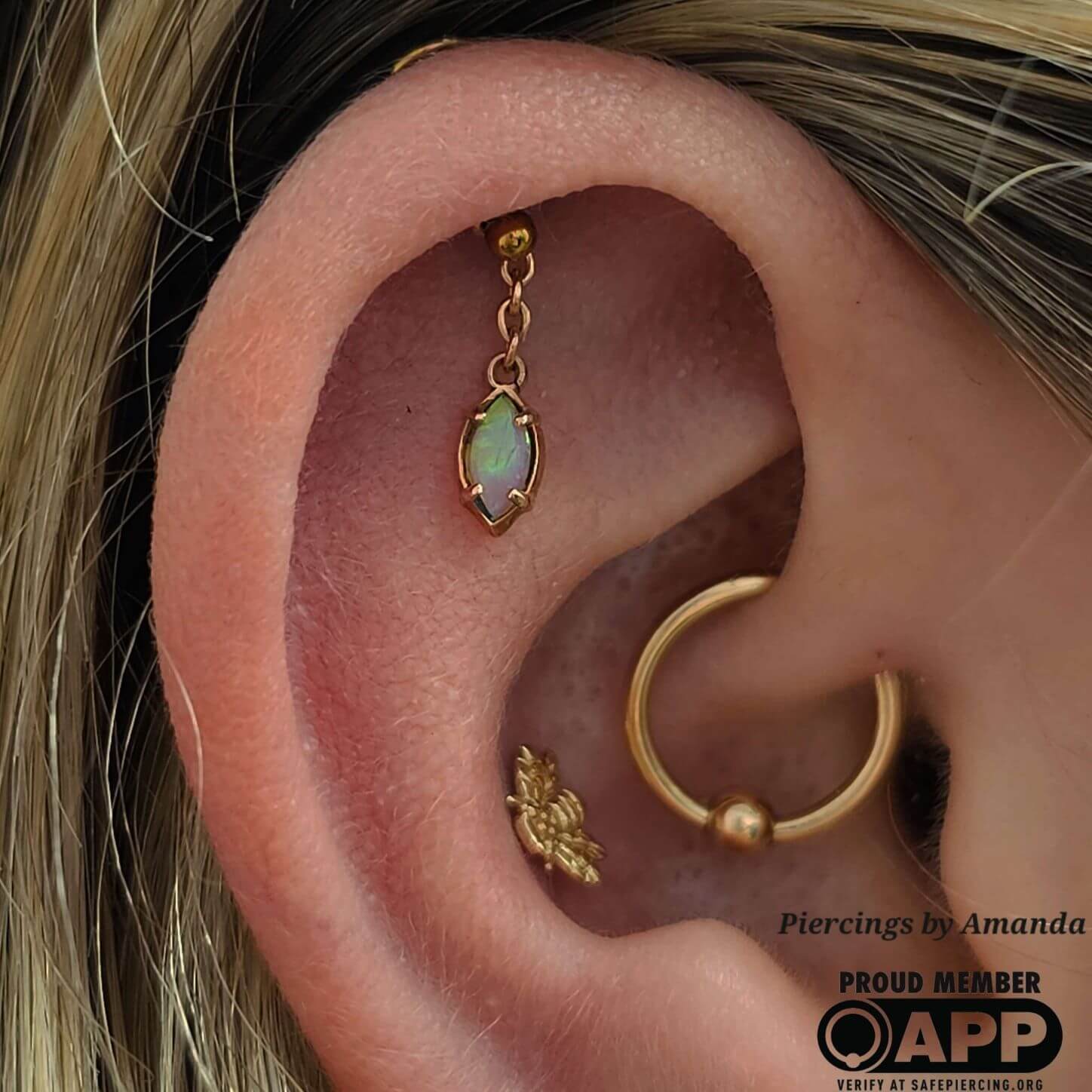 Ear curation with rose gold